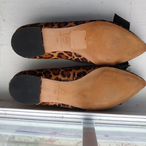 Ann Taylor Patricia Haircalf Leopard Bow Flats - Picture 3 of 8